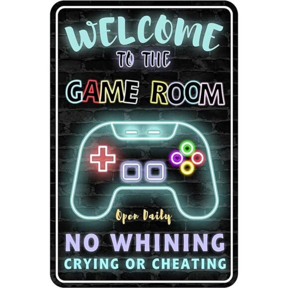 Gaming Room Metal Sign Gamer Wall Decor For Boys Game Room Bedroom Gamers - Picture 7 of 7